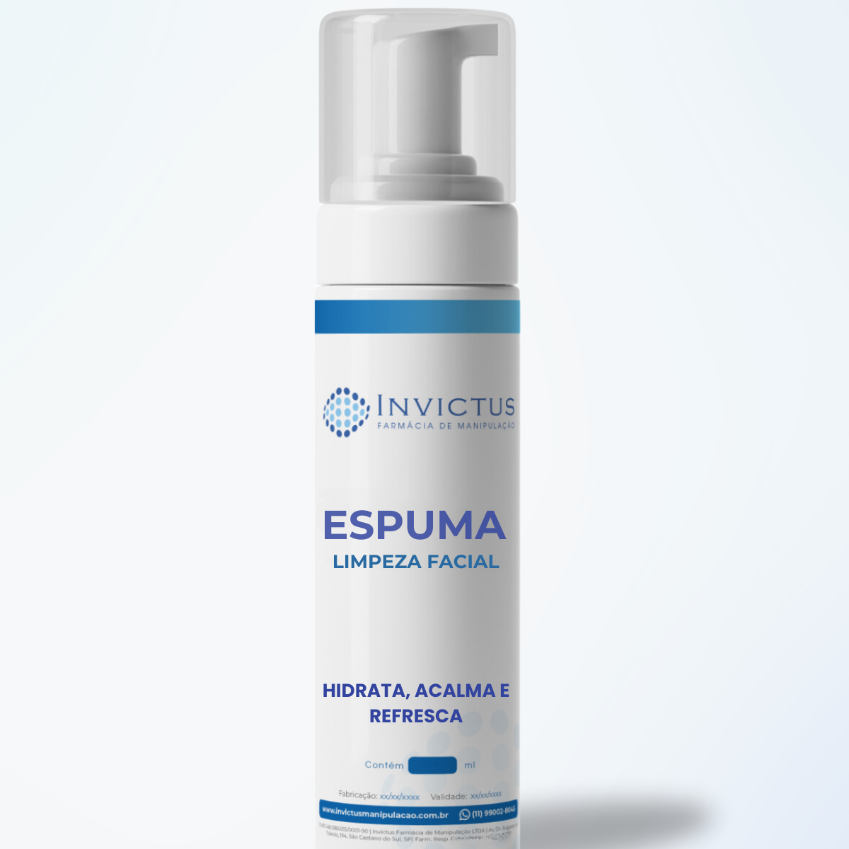 Espuma facial hidrata acalma e refresca