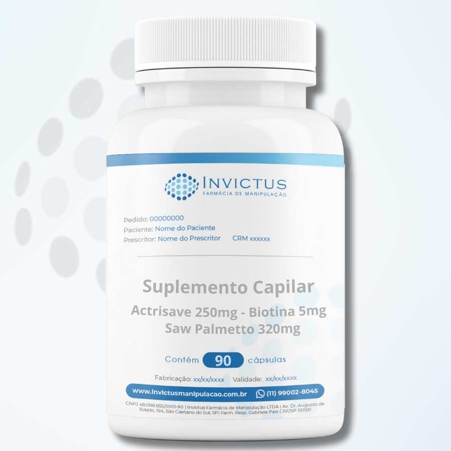 Suplemento Capilar - Saw Palmetto 320mg - Actrisave 250mg - Biotina 5mg