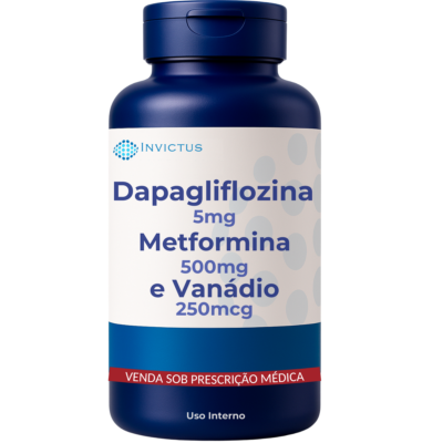 Dapagliflozina 5mg, metformina 500mg e vanadio 250mcg