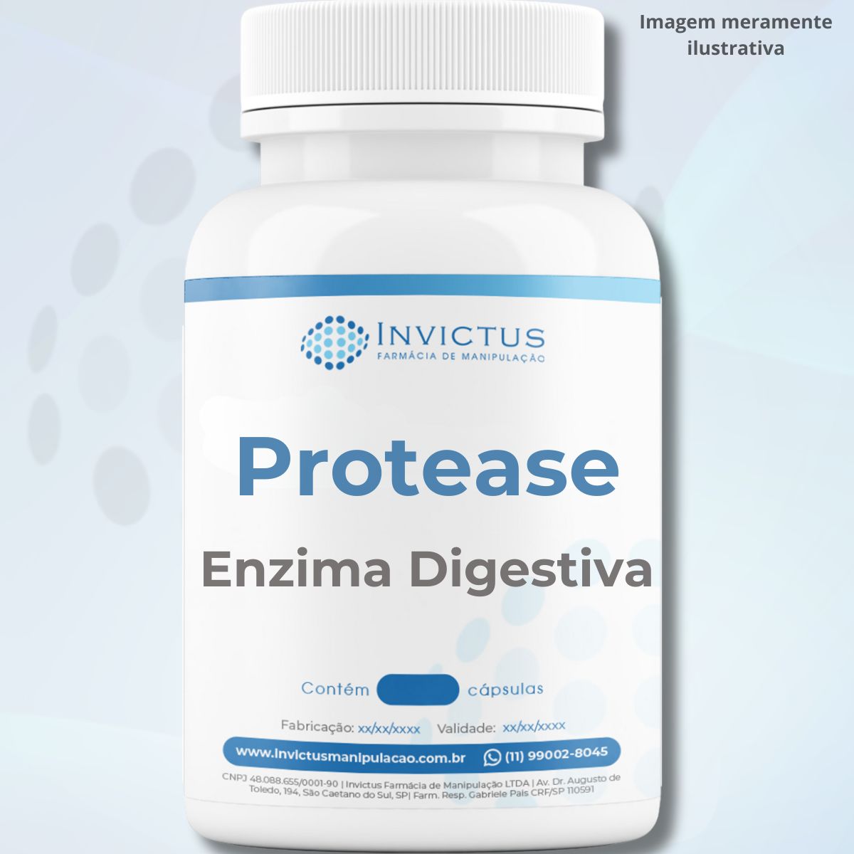 Suplemento de Protease 25mg, uma enzima digestiva que auxilia na quebra de proteínas, melhorando a digestão e a absorção de nutrientes essenciais